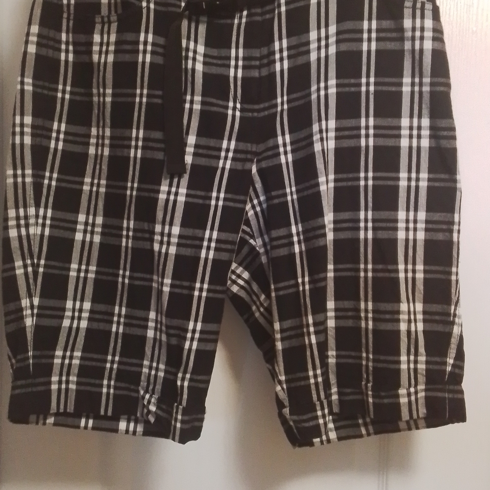 Black and White Plaid Womens Golf Shorts